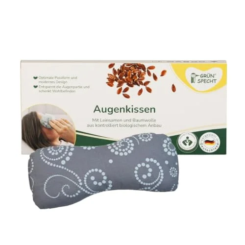 Grön ekologisk ögonkudde med linfröfyllning, avslappning av trötta ögon, kylande, överdrag 100% bomull (kbA), för yoga/meditation, grå (151 V2) 4260018191497