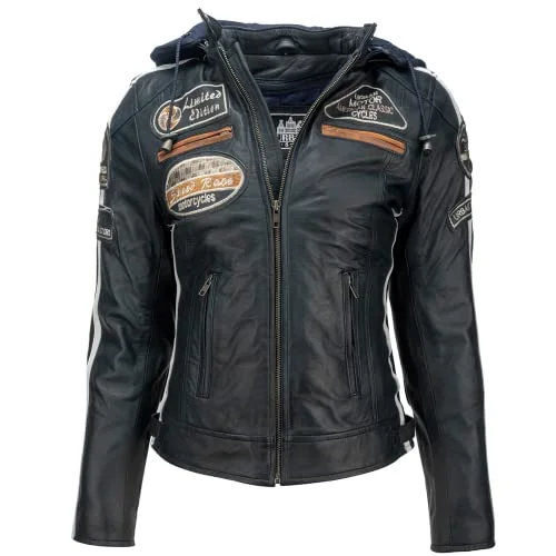 Urban läder motorcykeljacka för kvinnor '58 LADIES' lammskinn bikerjacka CE godkänd avtagbar rustning rygg, axlar och armbågar 8719325045826