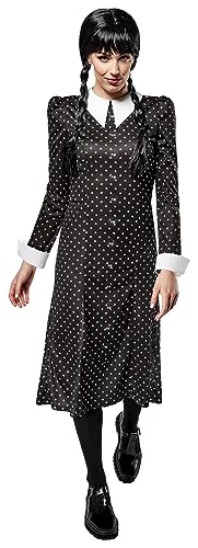 Rubies Billig addams onsdag kostym för kvinnor, tryckt krage klänning, officiell onsdag, halloween, karneval och cosplay 195884078549