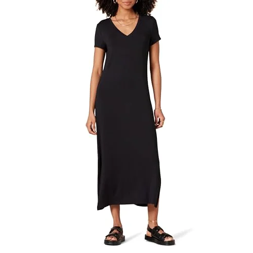 Amazon Essentials damtröja v ringad kortärmad midi längd klänning, svart, X Large 197153028392