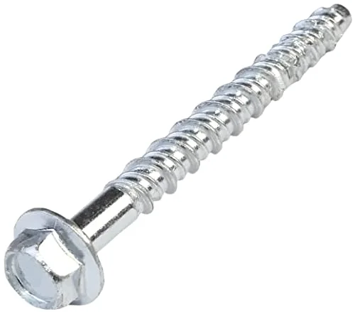 AERZETIX C57351 Set med 10 betongskruvar sexkantshuvud krage 6,6 x 60 mm direkt fastsättning utan pluggar för 8 sexkantsnyckel stål renoveringsarbeten vid konstruktion 3800946970477