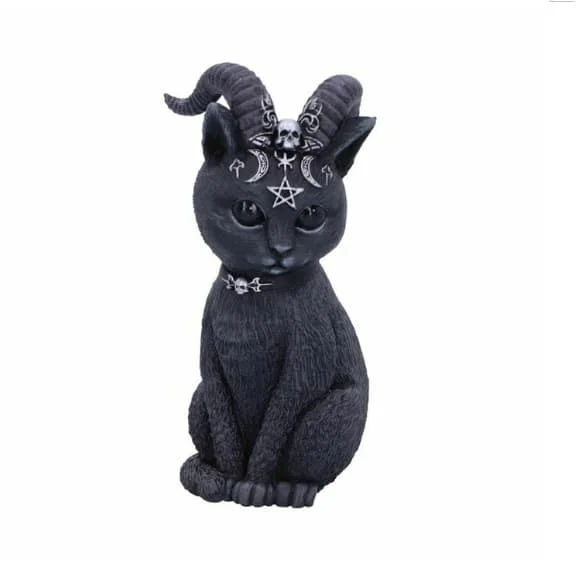 1-delad mystisk kattstaty, fårhorn, svart dekorativt hartshantverksornament, Halloween-trädgård O GLI0054801 1-delad mystisk kattstaty, fårhorn, svart dekorativt hartshantverksornament, Halloween-trädgård O GLI0054801