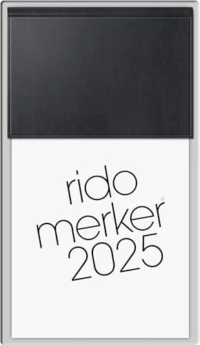 rido/idé etikett modell Merker (2025), 1 sida = dag, 108 x 201 mm, 736 sidor, Miradur omslag, svart 4003273785939