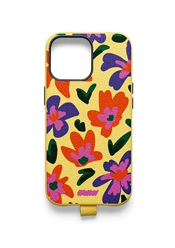 UNTAGS iPhone 14 Pro Max Bloom lädereffekt material mjuk mikrofiber repskyddande insida gul 8018080450440