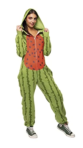 Rubies Vattenmelon kostym för vuxna, Unisex, en storlek, Jumpsuit med huva, original halloween, karneval, fest, ungkarl, cosplay och födelsedag. 8422971084575