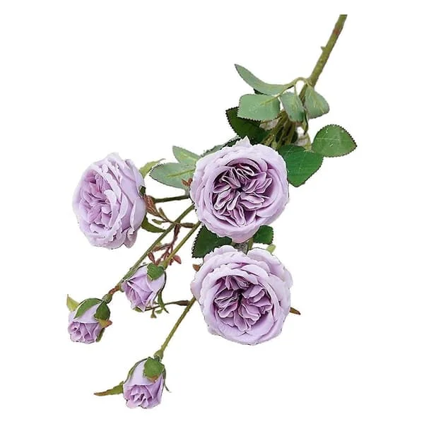 1 gren konstgjord blomma ingen vattning 6 huvuden romantisk brudros simuleringsblomma lila XD-YC209671