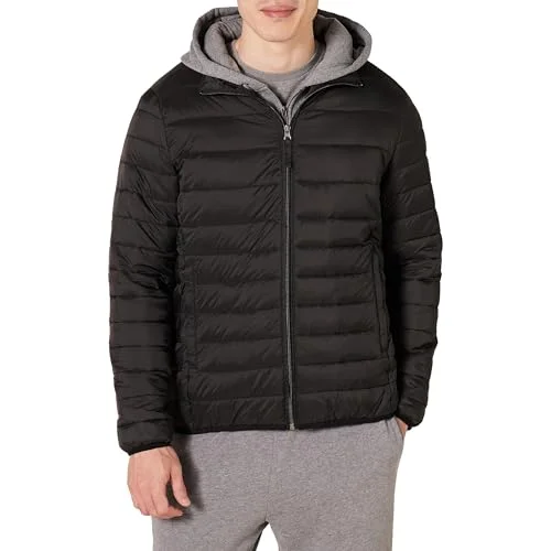 Amazon Essentials lättviktig vattentålig pufferjacka för män (finns i stora och långa), svart, 5X Large Big 196433566296