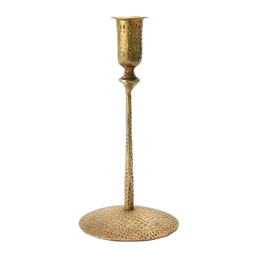 Kreativt Co op handsmidd hamrad metall avsmalning, antik mässingsfinish ljushållare 191009382140