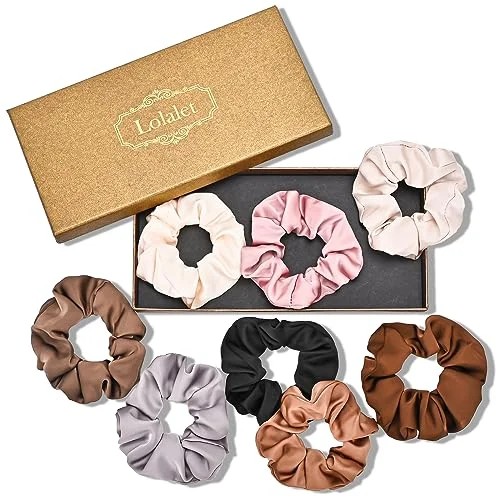 (8 st) Lolalet Hårband Silk Scrunchies för damer, Premium Satin Hårband, Mjuka elastiska Hästsvanshållare damer Kvinnor Flickor Hårtillbehör 8 Färger L A 840326813027