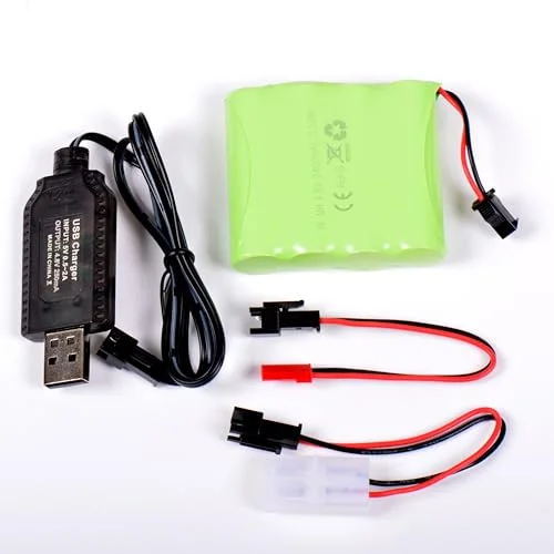 AFTERTECH Ni MH batteripaket 4,8 V 2400 mAh 58 x 52 15 mm med USB laddningskabel och SM 2P KET JST E3E2 kontakt 8052532917655