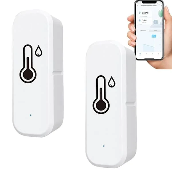 1/2/4 st Trådlös termometer och hygrometer - Smart WiFi temperatur- och luftfuktighetsmätare med appfjärrövervakning Vit 2-pack 2-pack HQ-66931