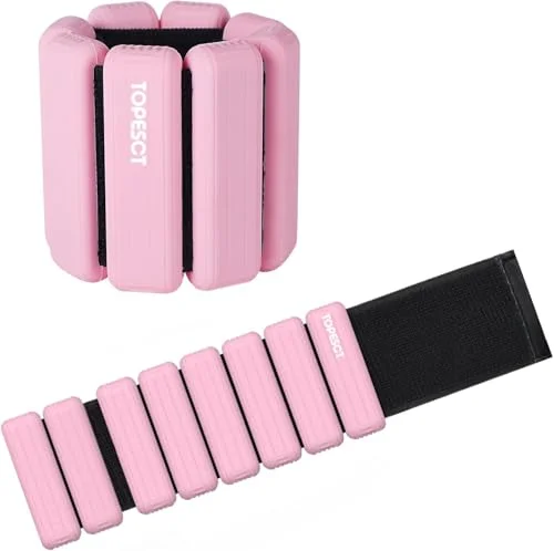 TopEsct Justerbara handledsvikter set med 2 stycken (0,9 kg) Hållbar bärbar handleds och ankelvikter för yoga, dans, Barre, pilates, cardio, aerobics, promenader 758334652814