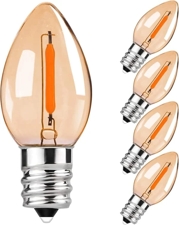 0.5W E14 C7 LED-filament hänglampa, liten skruvsockel Edison vintage nattlampa, ultra-varmt vitt ljus 2700K, 5-pack HY-GD-072305661