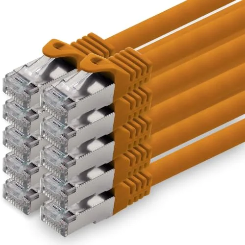 1,0 m orange 10 stycken CAT.7 nätverkskabel patchkabel SFTP PIMF LSZH Gigabit Lan kabel 10Gb s cat7 raw med RJ45 kontakt Cat6a kompatibel CAT5 CAT6 cat8 4251073604626