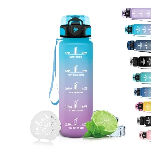 Grsta vattenflaska för barn, läckagefri, motiverande med slogan, filter, pojkar och flickor, 500 ml plastflaska, skola, kontor, utomhus 602397325867