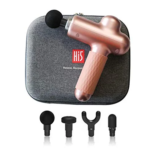 Hi5 Sportster vibrationsmassageapparat massage pistol massagepistol muskel fascia vävnad avslappning 4 huvudtillbehör roséguld 841930146594