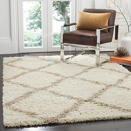 Safavieh Aldo Shag matta, vävd polyestermatta i elfenben/beige, 121 x 182 cm 683726886754
