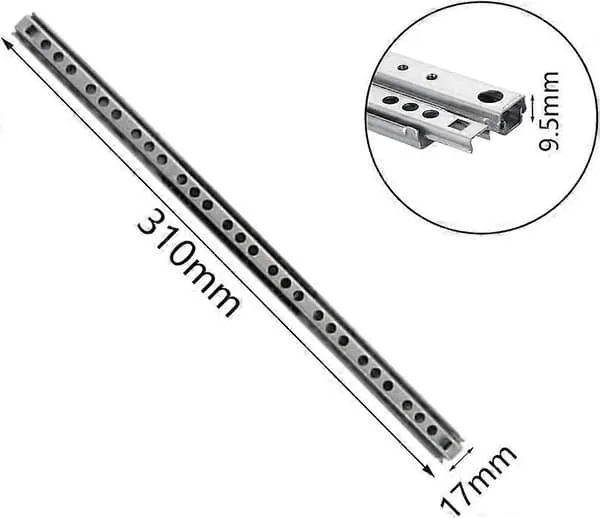 1 Pair (2 Pieces) Drawer Slides Metal Ball Bearing Drawer Runners Drawer Rails Ball Bearing Rail 17mm Drawer Slides Length 310mm B06-811-00509
