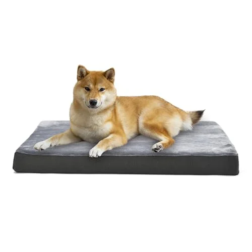 Amazon Basics hundmadrass i minnesskum med kylande gel och avtagbart tvättbart överdrag, grå, 104 x 74 10cm (L B H) 840095894210