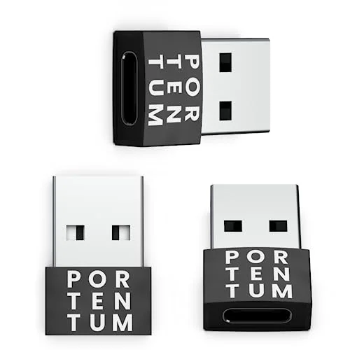 PORTENTUM USB C till adapter 3 enheter 480 MB hastighet premium zink tillåter med hög värmebeständighet svart 8437023106969