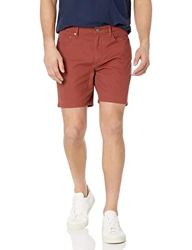Amazon Essentials Men's Stretchiga shorts 18 cm (7 tum) smal passform innersöm med 5 fickor, Kastanjebrun, 33 195111300580