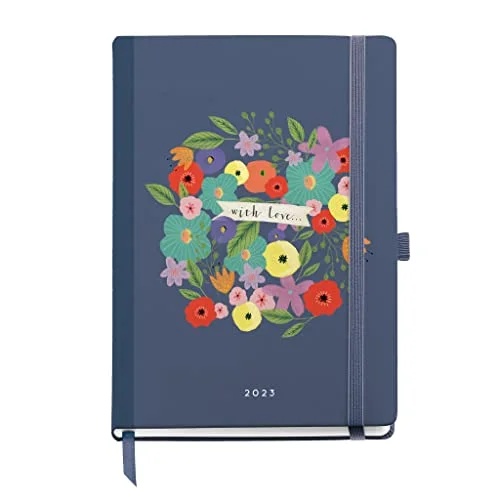 Miquelrius Årlig planerare 2023 veckovisa plusstorlek 155 x 213 mm (ca A5) hårt omslag sydd bindning spanska, engelska och portugisiska blommor 8422593225905