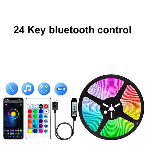 1 rulle LED-strip 5m rullar ultralång musiksynkronisering, appstyrning med fjärrkontroll, RGB-tejp för sovrum [Energiklass A++] 5m 5m V-sd15505