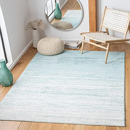 Safavieh Modern Ombre inomhus vävd rektangel matta, Adirondack kollektion, ADR113, i aqua/elfenben, 135 x 196 cm för vardagsrum, sovrum eller alla inomhusutrymmen 195058077019