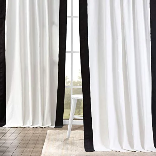 HPD Halvpris draperier panama bomullsgardiner för vardagsrum, sovrum 50 x 108, PRCT VC1716 108 (1 panel) färsk popcorn och svart 711081314671