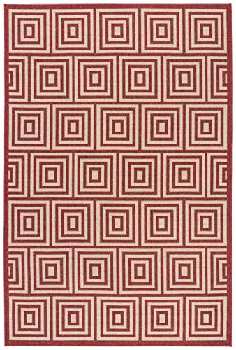 Safavieh Multifunktionell inomhus/utomhatta, vävd polypropylenmatta, röd/kräm, 90 x 150 cm 889048611153