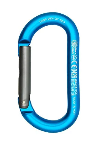 KONG oval aluminium rak grind karbinhake Cyan/Grey 105mm 8023577033488
