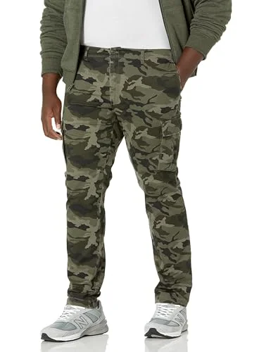 Amazon Essentials Men's Stretchiga cargobyxor med rak passform (finns i Big & Tall), Grön Kamouflage, 42W / 28L 191770919729
