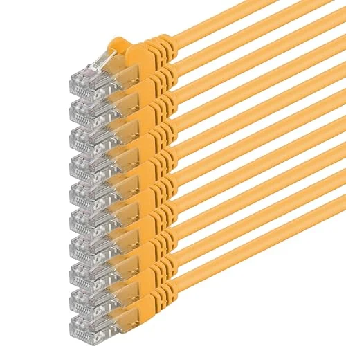2 m Cat 6 Ethernet kabel gigabit RJ45 LAN patchkabel kompatibel med internet, router, modem, smart TV, PC och bärbar dator växel modem gul 10 stycken 4250344826743