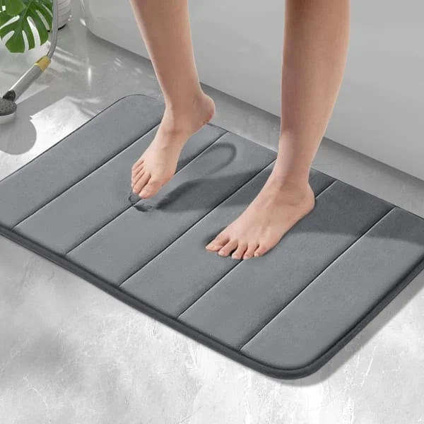 1 pc Memory Foam Bathroom Mat with Non-Slip, 50 x 80 cm Absorbent Bath Mat, Machine Washable Bathroom Rug for Bathroom, Dark Grey CJ-01-0818018140 1 pc Memory Foam Bathroom Mat with Non-Slip, 50 x 80 cm Absorbent Bath Mat, Machine Washable Bathroom Rug for Bathroom, Dark Grey CJ-01-0818018140