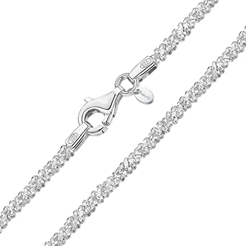 Amberta 925 Sterling Silver Halsband Diamant för Kvinnor 1.7 mm Snö /Klipp Kedjehalsband: 45 cm 5055806906877