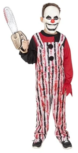 Rubies Flitig clowndräkt för pojkar och flickor, overall med t shirt mask, officiell licens halloweenkostym barn, halloweenkostym, flicka, fest, cosplay 8422971897199