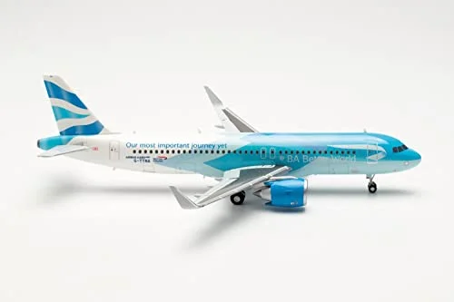 Herpa modellflygplan Airbus A320neo British Airways BA Better World" skala 1:200 flygplan, flygplansmodell för samlare, miniatyrdekoration, flygplan utan stativ av plast 4013150572392