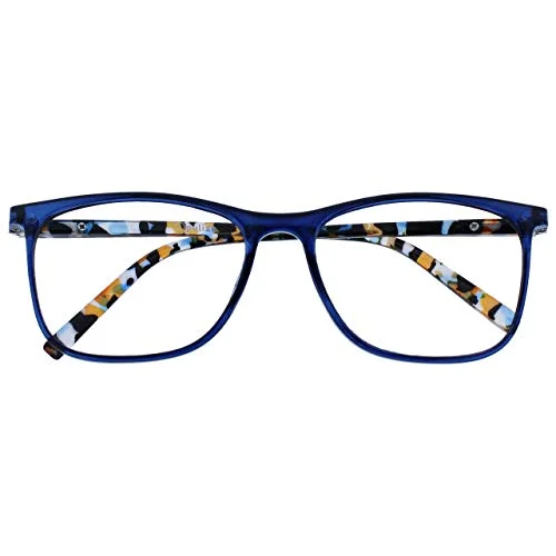 Opulize Unisex båge läsglasögon (5 pack), Blå med genomskinligt mönster, +2,00 Dioptrien 5055955375333
