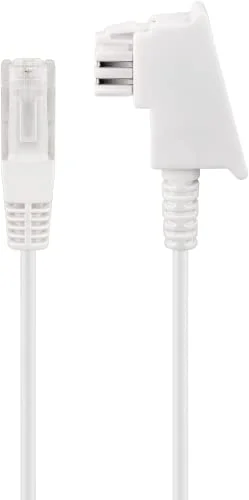 Goobay 60679 routkabel, telefonkabel, anslutningskabel för DSL/ADSL/VDSL, TAE F kontakt till RJ45 (8P2C), vit, 50 meter 4040849606793