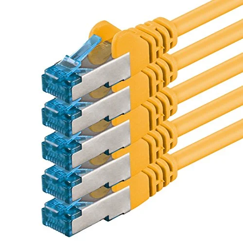 0,25 m CAT6a gul nätverkskabel 5 stycken patchkabel CAT 6 A 1 0000 Mbit s SFTP PIMF 500 MHz kompatibel med DSL CAT5 Internet Switch CAT6 CAT7 4251073679754