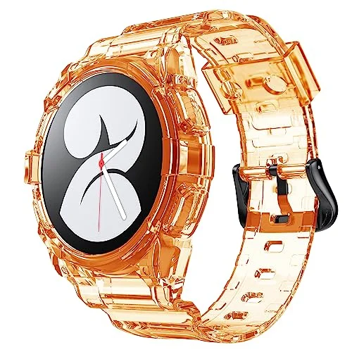 System S Fodral och armband 40 mm TPU för Samsung Galaxy Watch 5 4 Smartwatch i orange, Transparent Eine Grösse, Klassisk 4251926649361