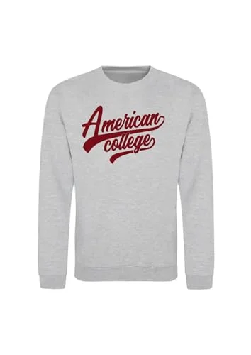 AMERICAN COLLEGE USA tröja med tryck varma kläder unisex barn pojkar och flickor casual modell ACSCRW1 MELL grå 12 år, Färg: grå, �r 3666052671901