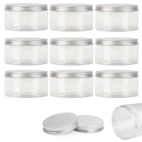 10 st tomma klara PET flaskor med skruv aluminiumlock 120 ml minibehållarburkar påfyllningsbar plastlåda för eteriska oljepulver grädde salvor sminkprov 68 x 50 mm 792138790402