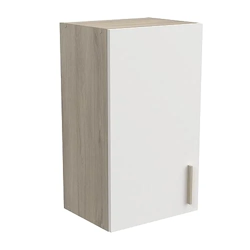 Modulär 1 dörr köksskåp komplett kök "ORIGAN" matt vit färg och ek 40 x 30 70 cm 3397701022873
