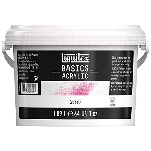 Liquitex 8870294 Grunder, akrylfärg Gesso, perfekt primer i matt vit, klar att använda, matt, ogenomskinlig, för duk, papper, sten, trä, gips 1,89 liters kruka 887452053958