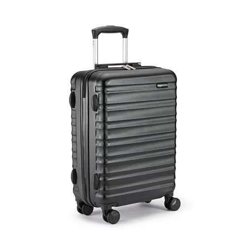 Amazon Basics resväska med hårt skal och svängbara hjul 55 cm handbagage, godkänd för Ryanair de flesta andra lågprisflygbolag, svart 191129100679