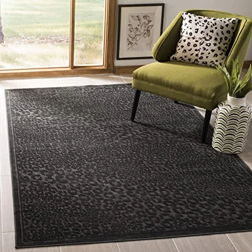 SAFAVIEH övergångsmatta för vardagsrum, matsal, sovrum paradissamling, kort lugg, i kol och multi, 122 x 170 cm 683726365617