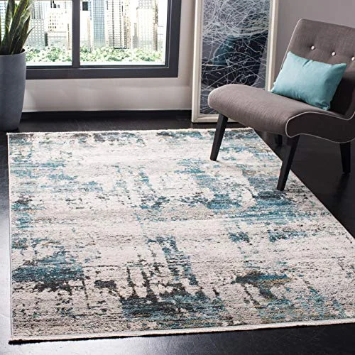 Safavieh Beau övergångsmatta med frans, vävd polypropylenmatta i 121 X 182 cm Ivory/Navy 889048770942