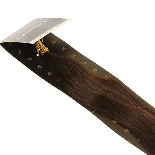 hair2heart 200 x Microring I Tip Extensions av äkta äder, 50 cm, 1 g trådar, slät färg 2 mörkbrun 4260395069600