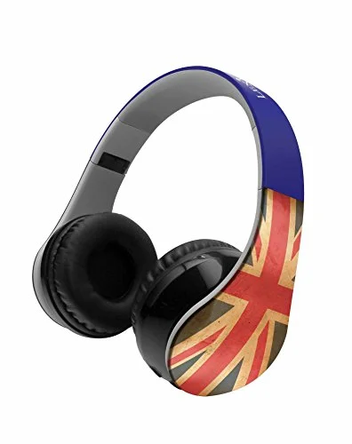 Lexibook Bluetooth stereohörlurar, integrerad mikrofon, mikro USB port, musikstopp automatiskt när du tar bort dina hörlurar, blå/röd, BTHP400UK 3380743047065